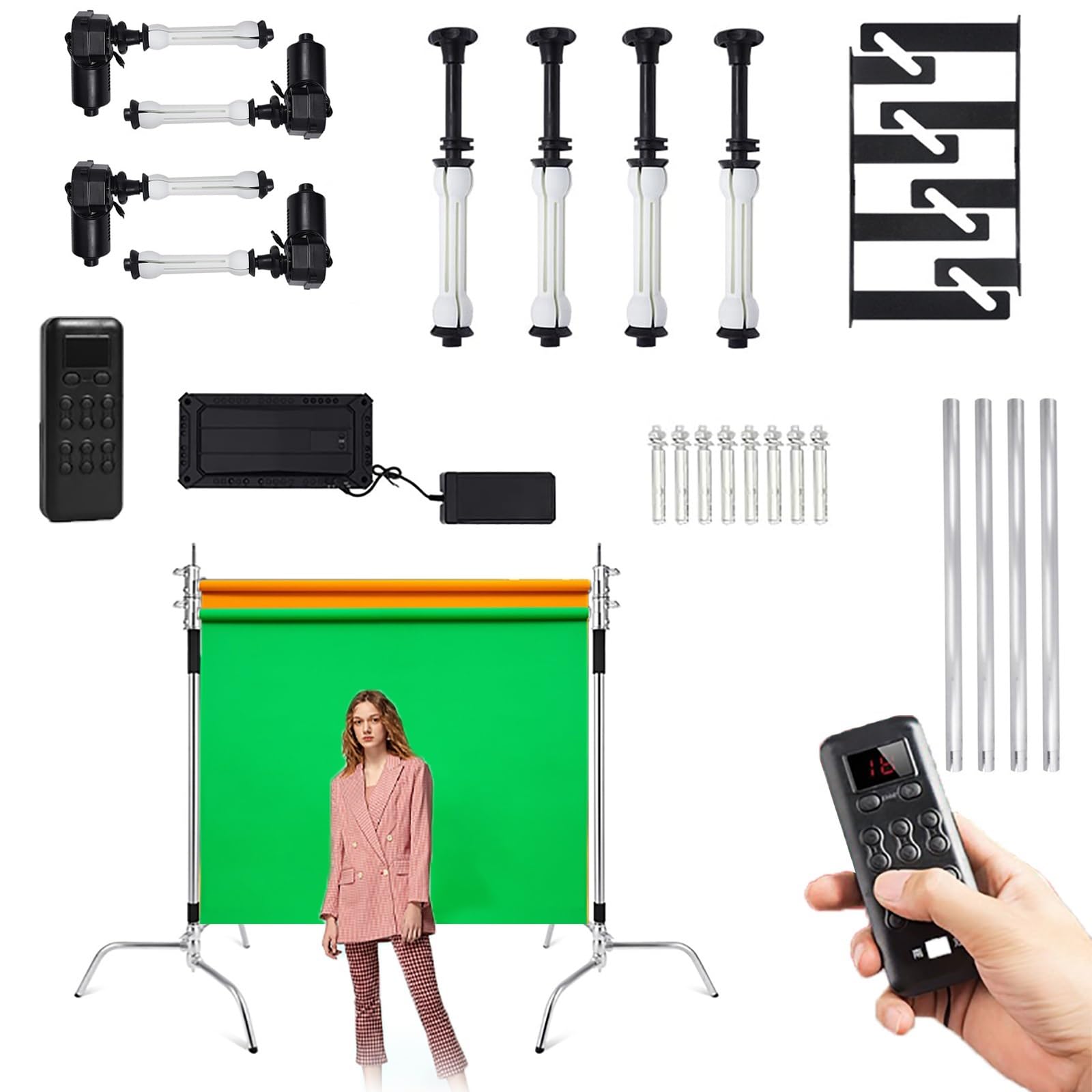 Kit de soporte de telón de fondo eléctrico motorizado, soporte de suelo y montaje en pared con control remoto para estudio fotográfico, rodillos de fondo ideales para fotografía