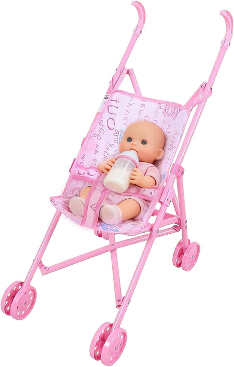 Doll Stroller Toy – Foldable Imitation Play Stroller Toy for Preschool, Preschool, Kindergarten, Home, Indoor, Garden, Park, Birthday,