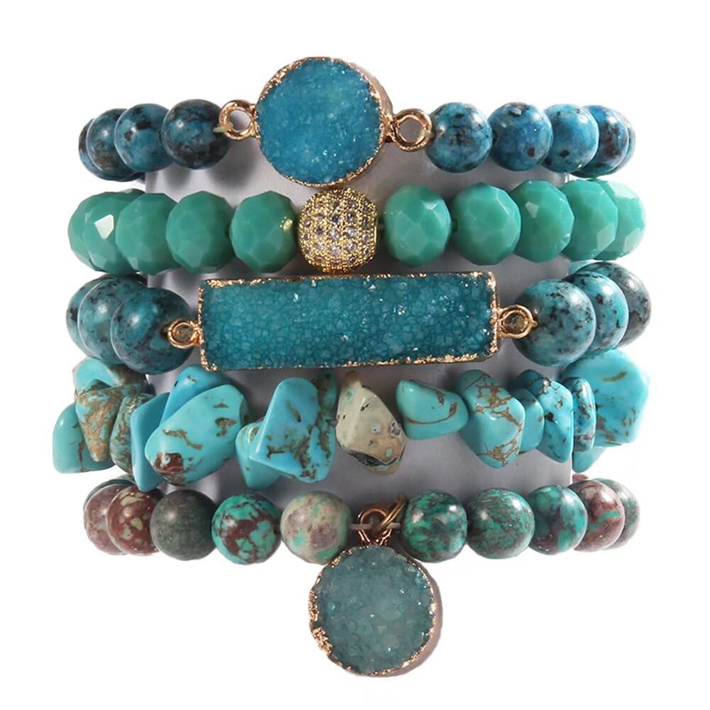 Yomisa 5PCS 6PCS Natural Boho Beaded Bracelets