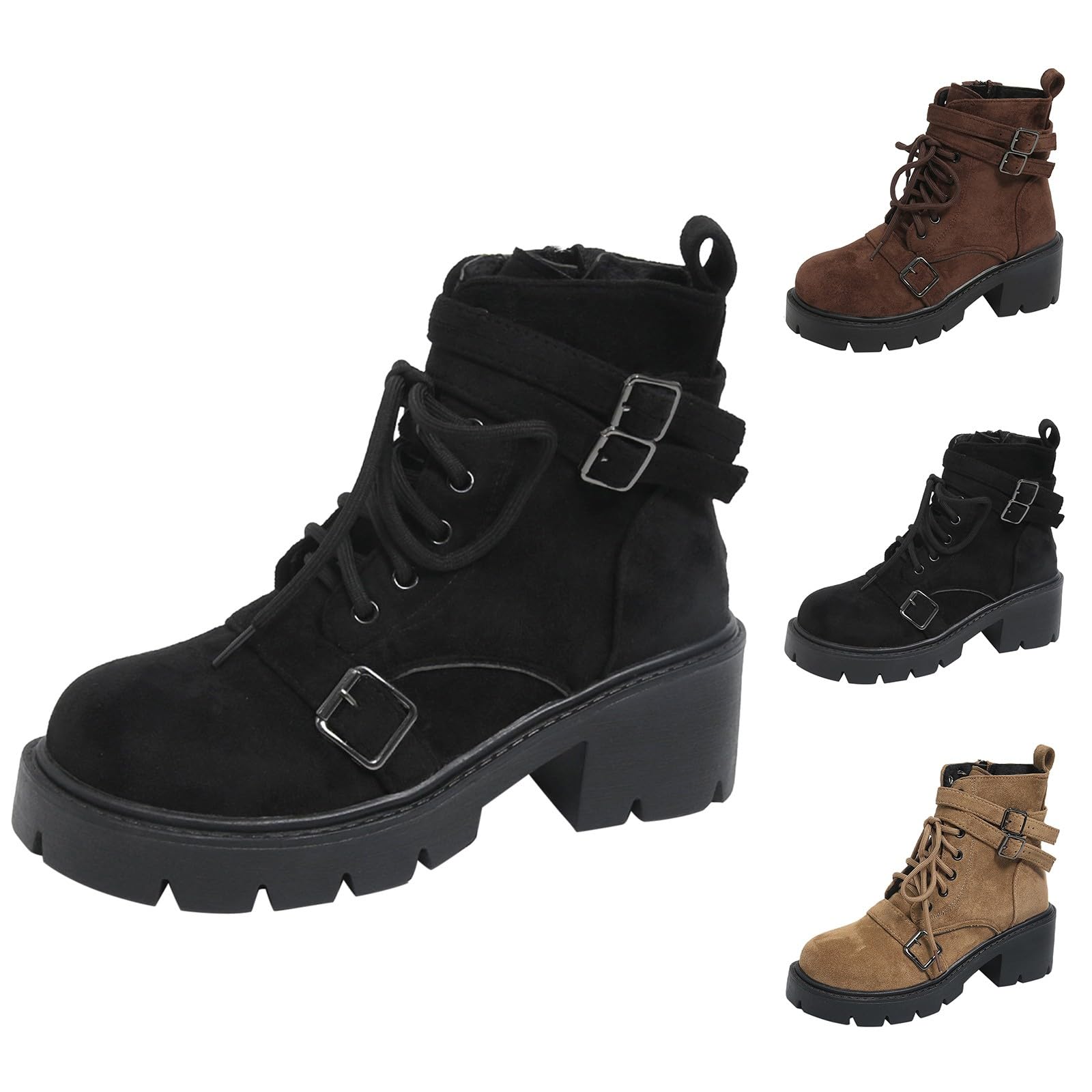 Genérico Botines Mujer Vestir Cordones Plataforma Botas Puntera Redonda Elegantes Zapatos Suaves y Cómodos Caminar Bota Casuales Antideslizantes Botin para Otoño Invierno Trabajo Paseo y Uso Diario