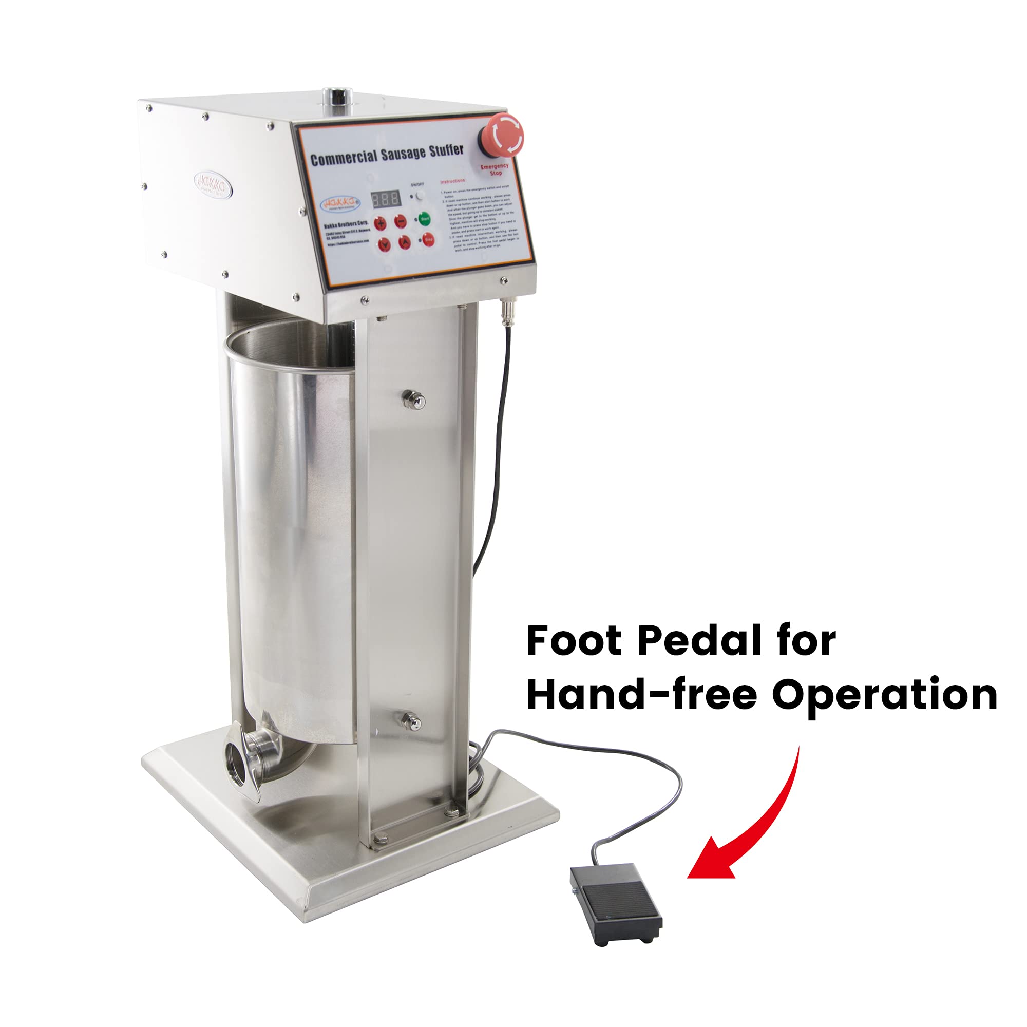 10Liter22LB Stainless Steel Electric Sausage Stuffer and Vertical Sausage Maker with 4 SS Tubes,Various Speed Control,Commercial Electric Sausage Filler, Silver (SEV-10)