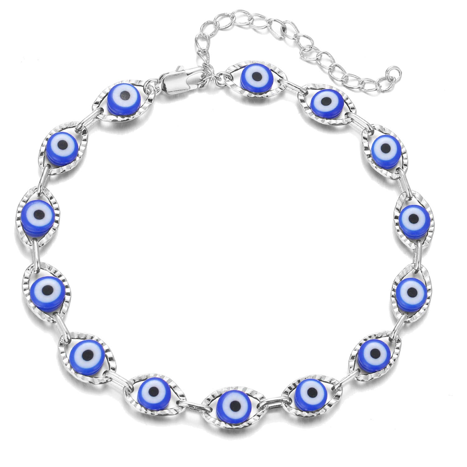 YANCHUNEvil Eye Anklet Bracelet for Women Adjustable Lucky Kabbalah Protection Ankle Bracelet Evil Eye Anklet for Teen Girls