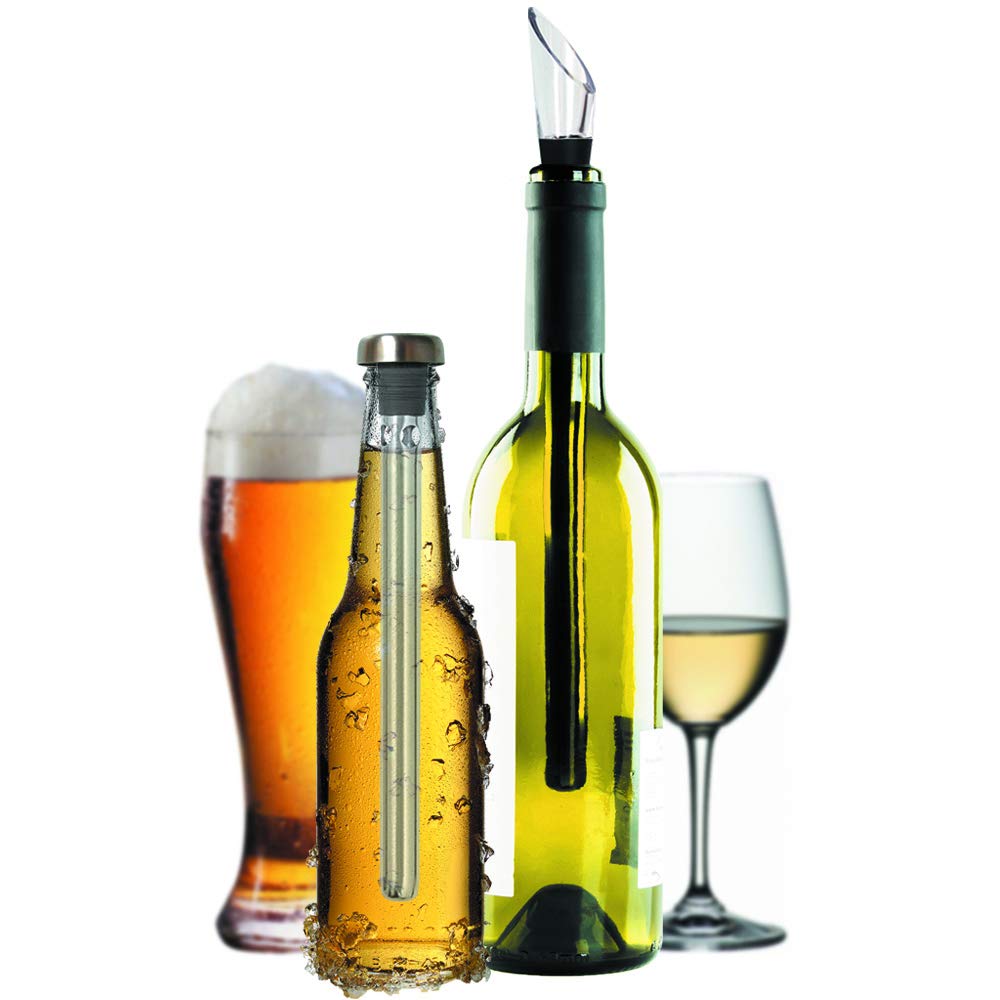 Unique Gift for Drinkers, Wine and Beer Chiller Sticks, Pack of 2 Bottle Coolers - Aerator Pourer Accessories - Best Father's Day Gift Idea - Are Husband Wife Dad Mom Wine Beer Lovers?