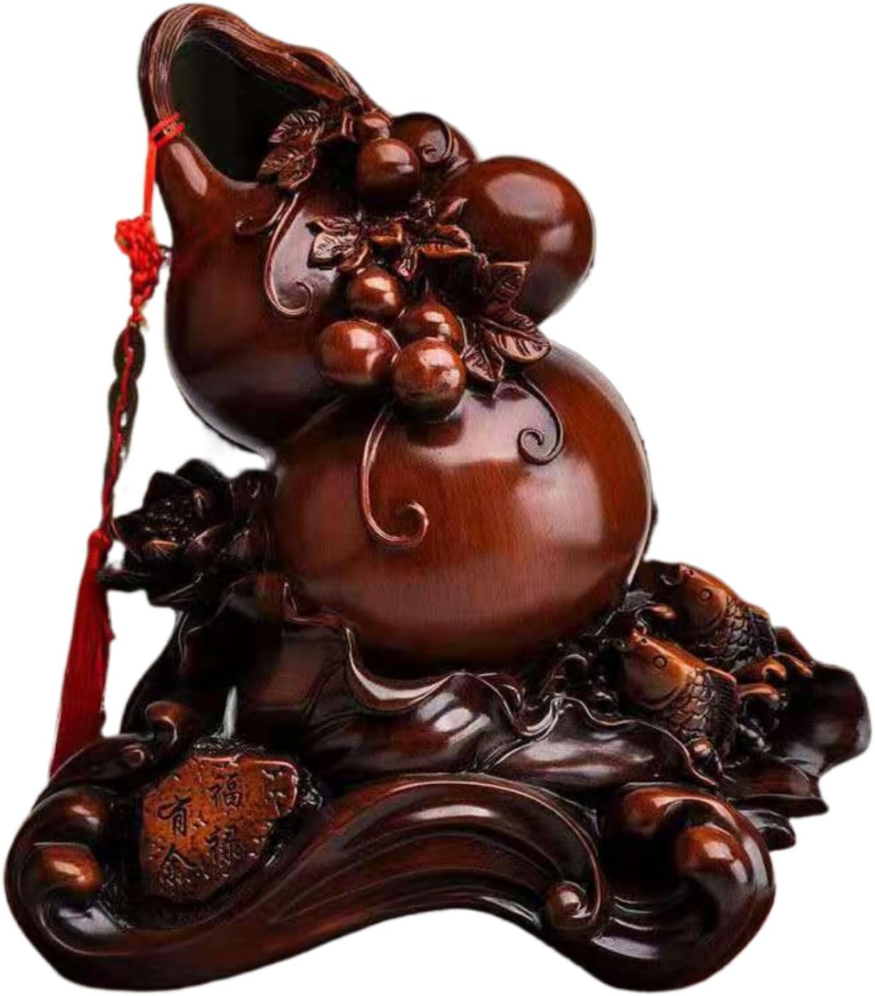 如意旺福招财葫芦 Pure Copper Gourd Retro Home Decor Tabletop 摆件 Feng Shui Figurine Home Office Decor Chinese Gifts 家居客厅酒柜装饰品礼品福禄有余玄关柜摆设 9094