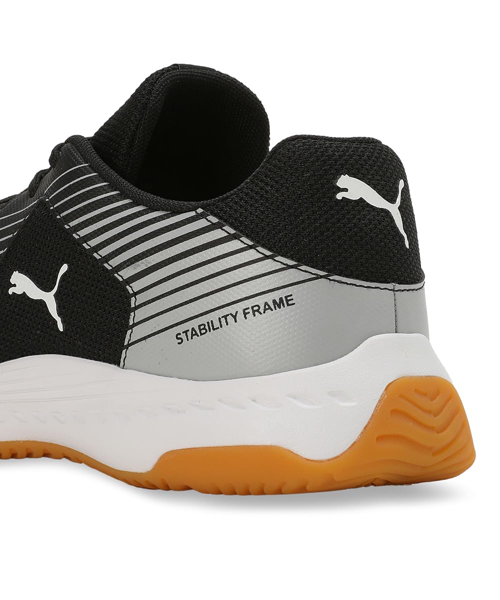 PUMA | Badminton Smash Sprint Indoor Sports Shoes | Black-White-Silver | 7UK 2