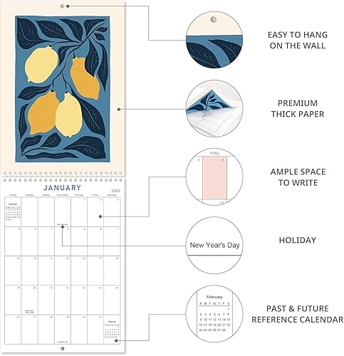 Miniatura 4 de Calendario de pared 2024, calendario de pared 2024-2025 con diseño de flores brillantes, calendario mensual de 18 meses de enero de 2024 a junio de