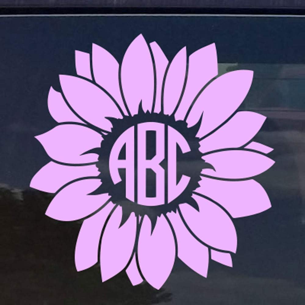 Custom Personalized Circle Flower Monogram Initials Sticker Decal Compatible with Cups, Laptops, Tumblers, Car Windows (Glitter Available)