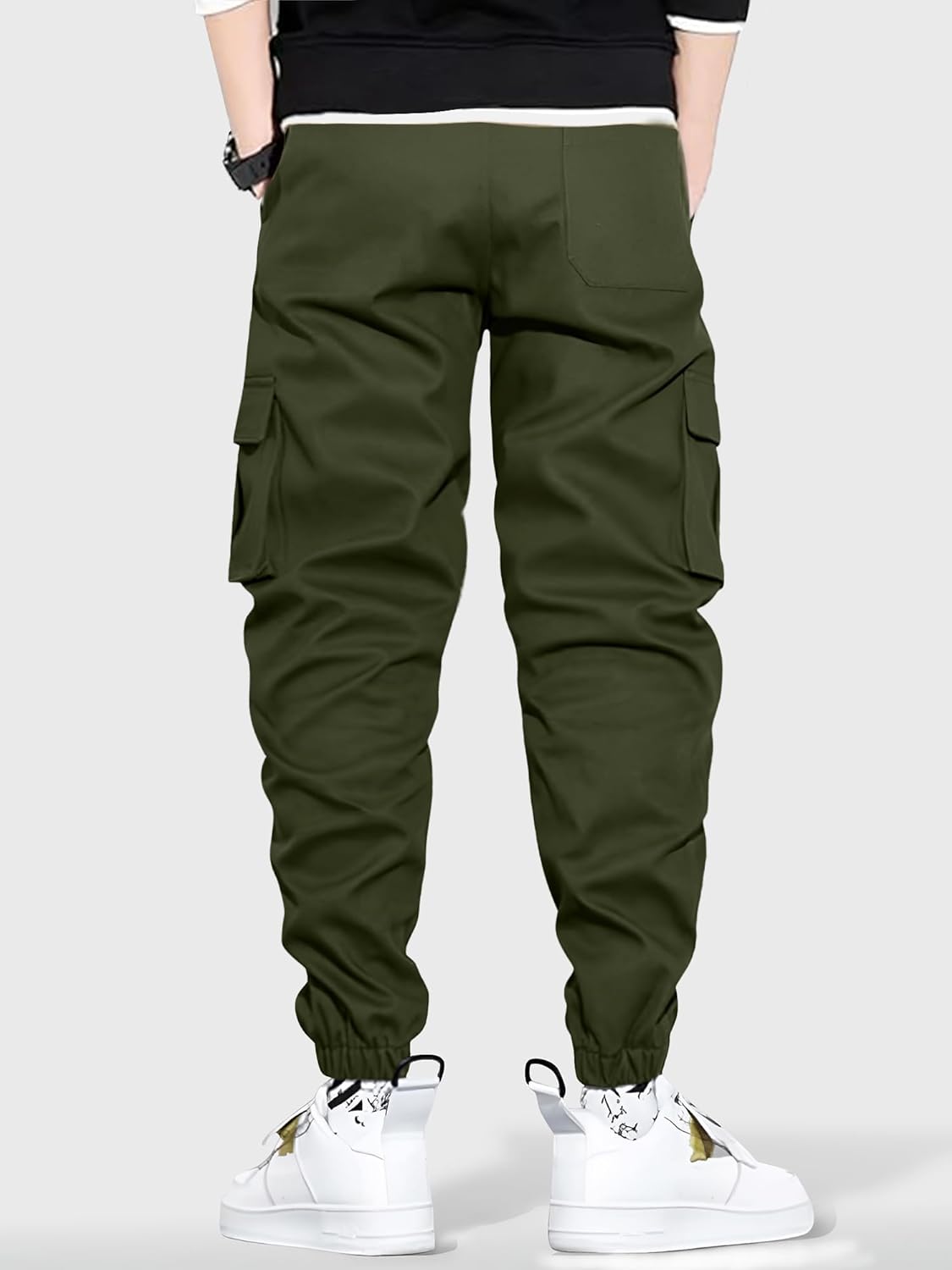 HOTake Men's Casual Cargo Pants Elastic Waist Drawstring Tapered Pants for Men Joggers Hiking Pants with Multi Pockets - Image 3