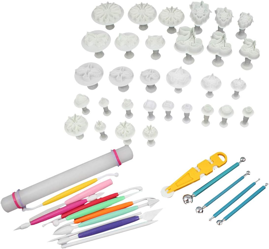 47 in 1 Fondant Cake Decorating Sugarcraft Plunger Cookie Cutters Icing Rolling Pin Set (5102a2cdc3c207b4f64d17f8c0fc8ae3)