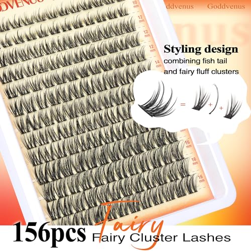 Image of Wispy Lash Clusters Lashes Cluster Eyelash Extensions Natural Individual Lashes Fluffy Lash Extension Soft Cotton Band Eyelashes Clusters Fairy D Curl Lash Cluster For DIY Eyelash Extension