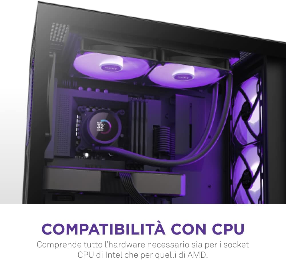 Kraken 280 RGB - RL-KR280-B1-280mm AIO CPU Liquid Cooler - Customizable 1.54" Square LCD Display for Images - Sistema di raffreddamento - Immagine 7