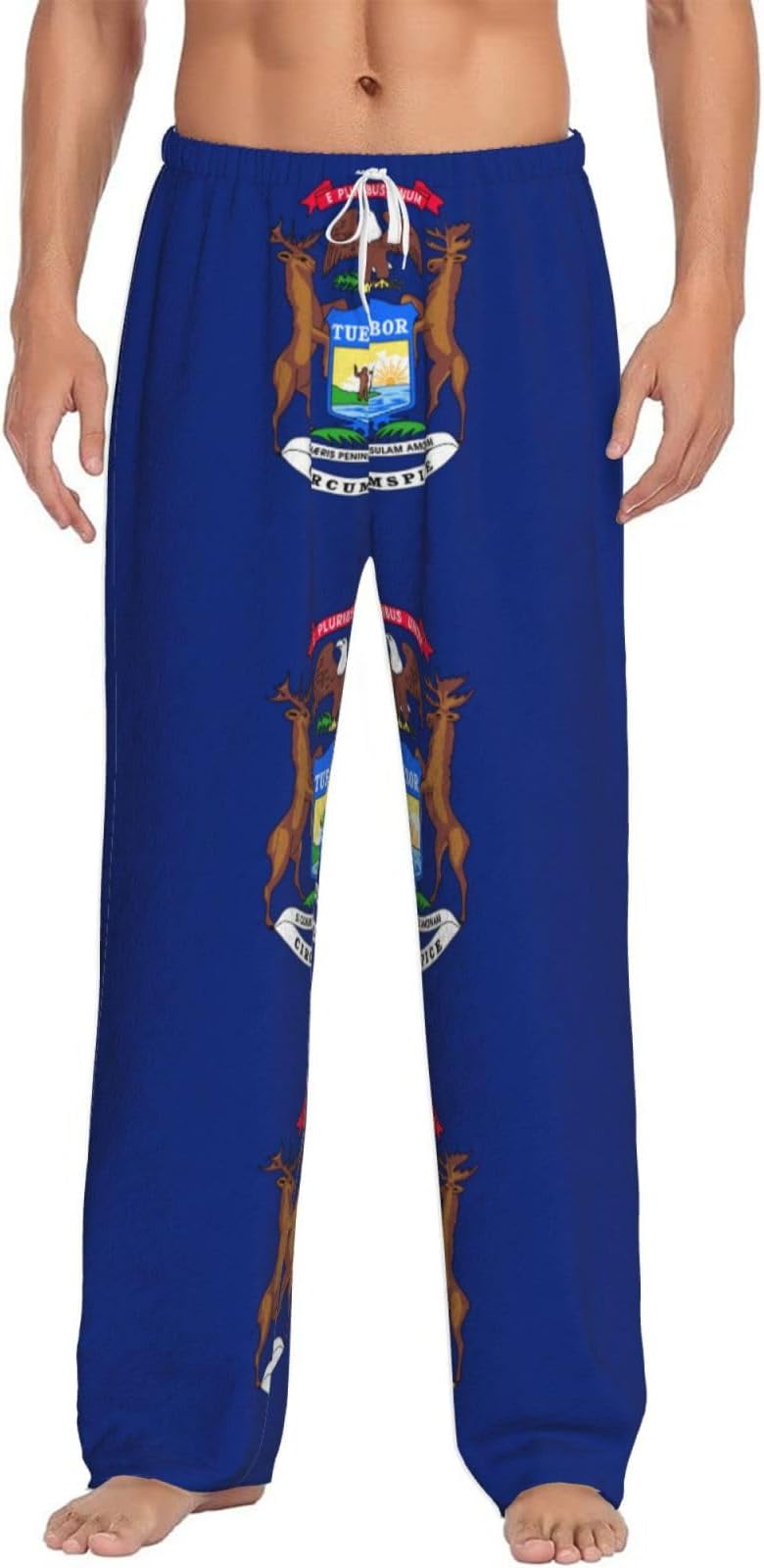 Michigan State Flag Print Men'S Pajama Bottom Pants Lightweight Sleepwear Lounging Relaxed Couple Pjs Sleep Pants