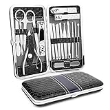 18 in 1 Manicure Pedicure Set Nail Clippers Stainless Steel with Box (Black)