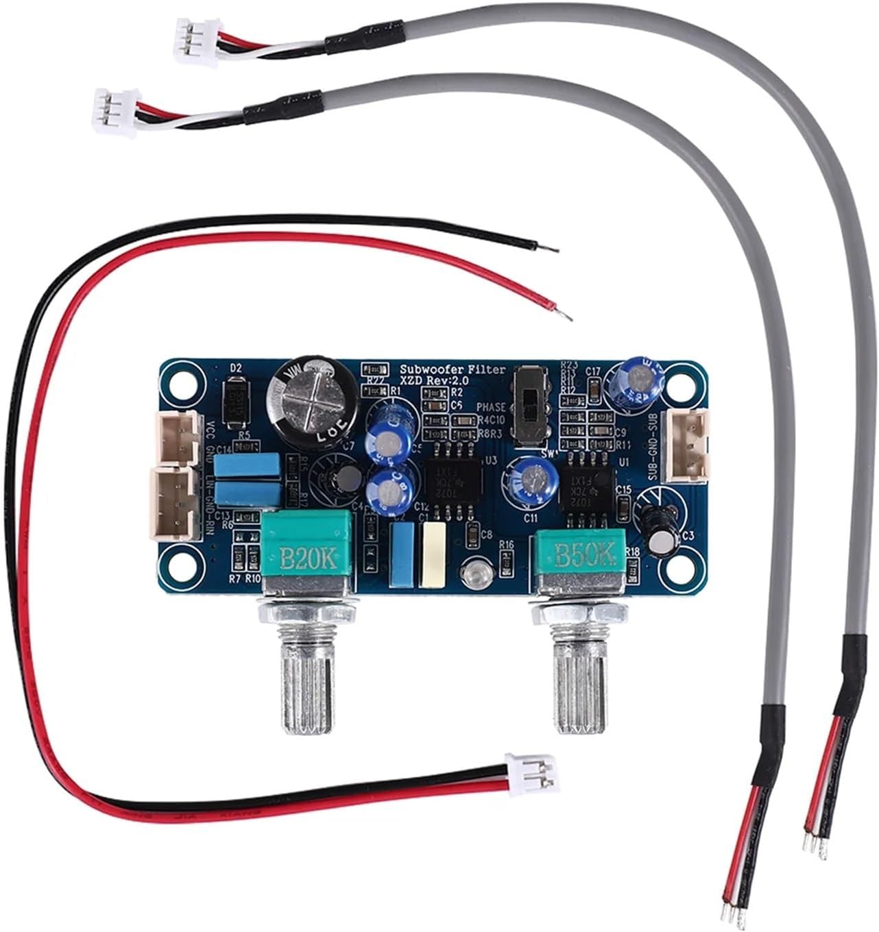 A10I Low Pass Filter Bass Subwoofer Preamp Amplifier Board Single Power DC 9-32V Preamplifier with Bass Volume Adjustment
