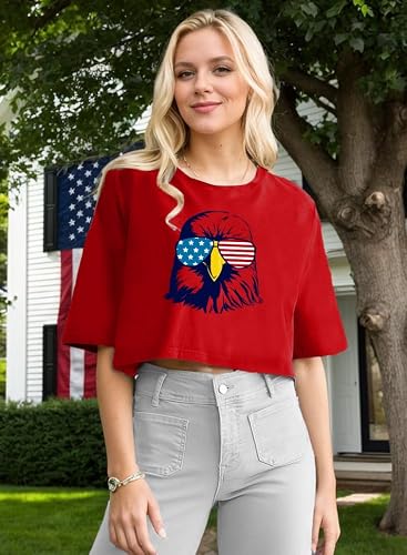 USA Shirts for Women 4th of July Crop Top American Flag Tee Memorial Day Tshirt Patriotic Shirt — view 2