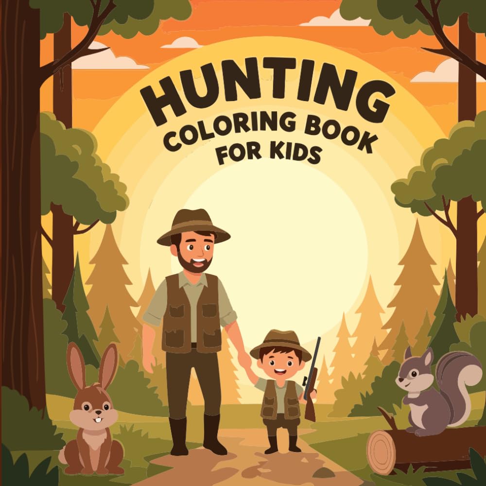 Hunting Coloring Book for Kids: 50 Fun and Adventurous Pages Featuring Whitetail Deer, Big Bucks, Waterfowl, Hunting Dogs, and Camping for Future Little Hunters