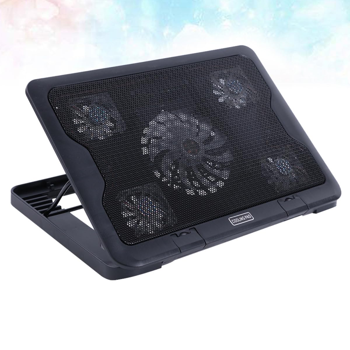 Amosfun Refroidisseur PC Portable à Ventilateurs Silencieux avec Support Réglable Multi-Angles Base Antidérapante et Hub USB Double pour Dissipation Chaleur