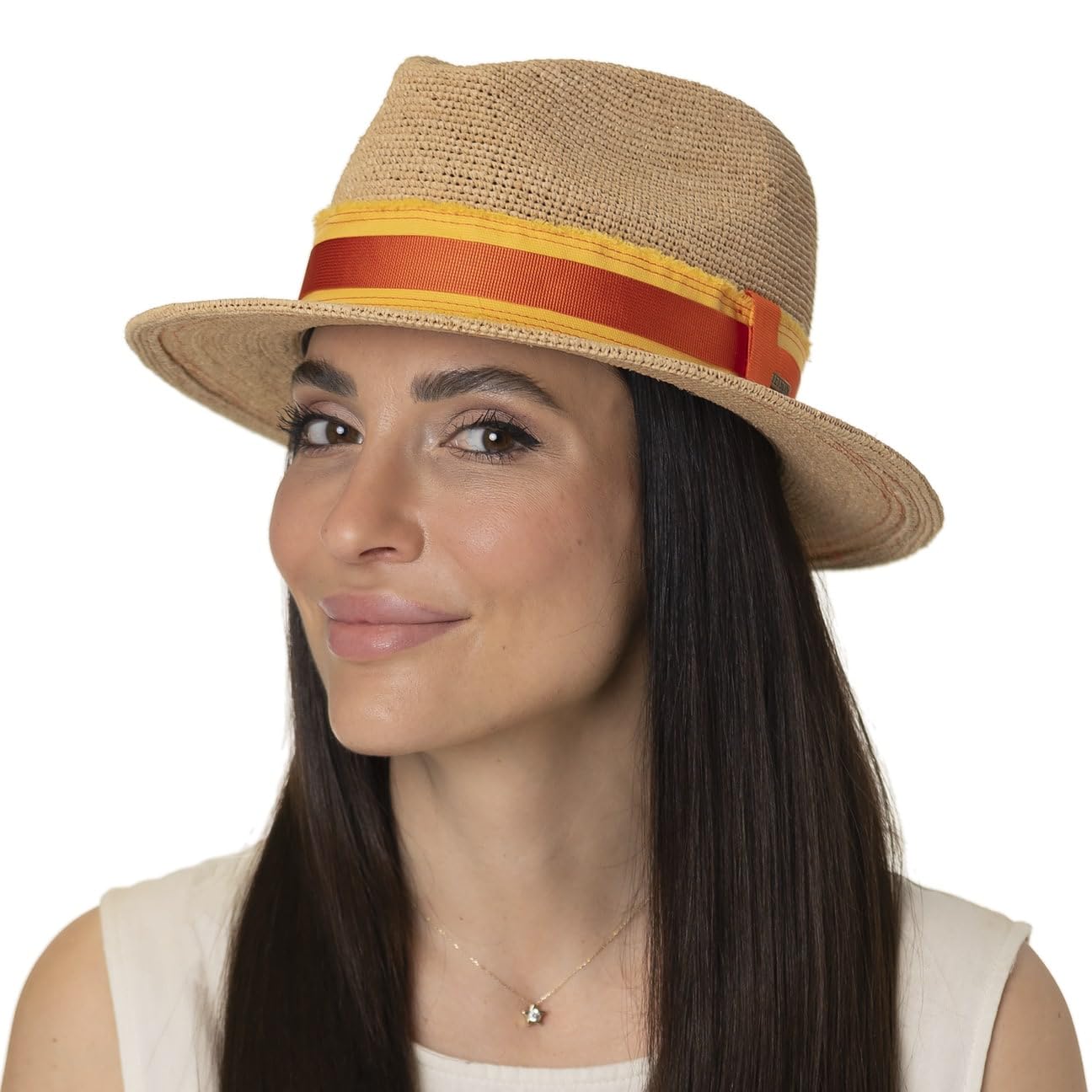 Stetson Crochet Rafia Traveller Sombrero Paja Banda Tela Unisex Primavera Verano