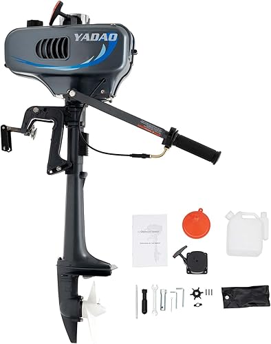 Motor fuera de borda de 2 tiempos de 3.5 HP, motor de lancha de pesca de 49 cc, sistema de encendido CDI resistente, control de motor de lancha y