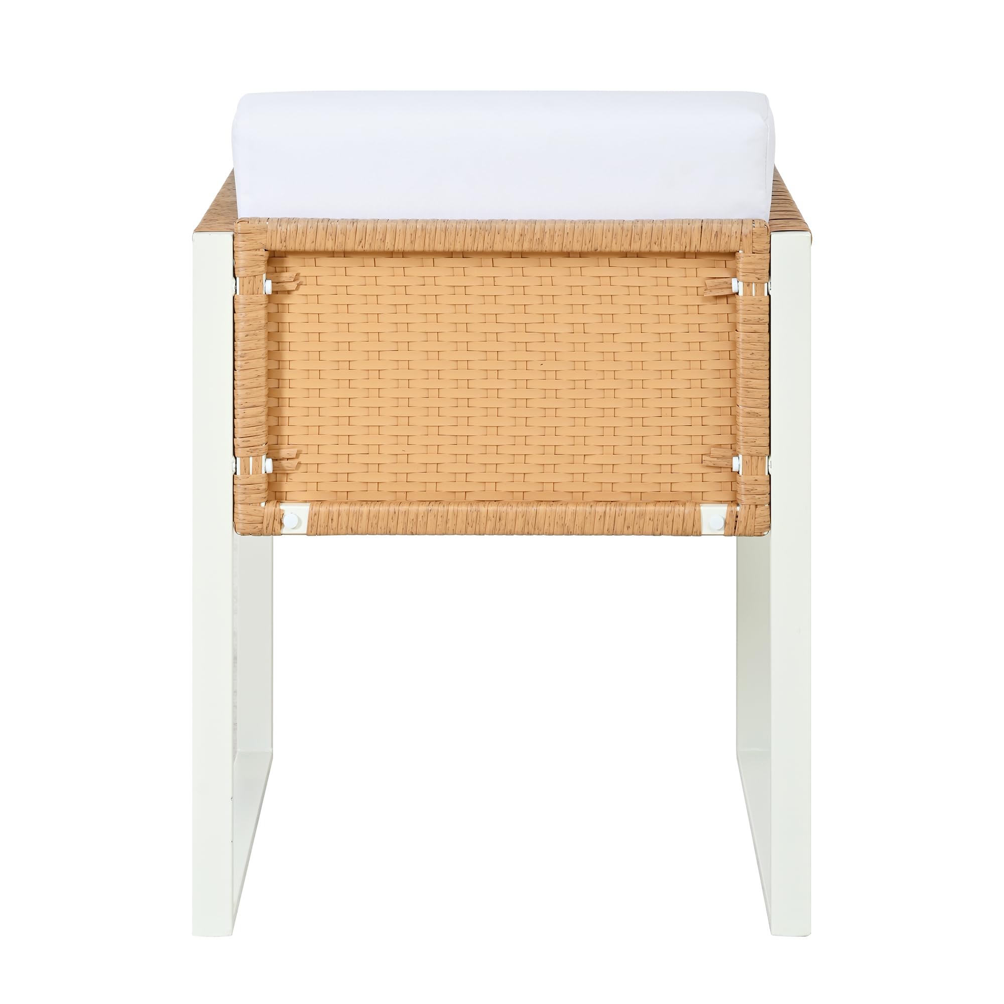 Polyrattan Gartenmöbel Set, Essgruppe für 6 Personen mit Tisch & Sesseln, abnehmbare und waschbare Bezüge, wetterfestes Outdoor-Möbelset, Braun+Weiß