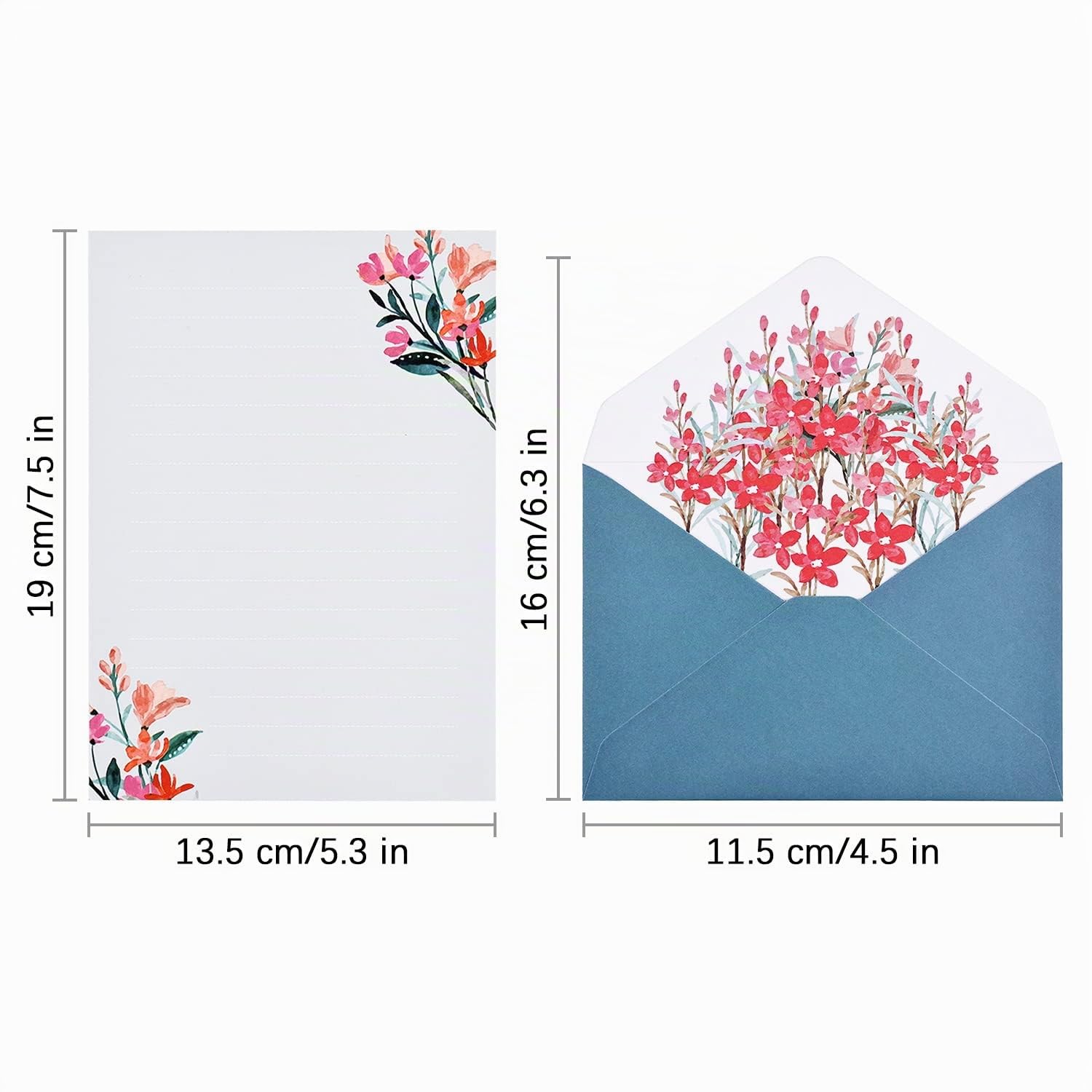 BBLIKE Papier à Lettre Vintage Aquarelle 24 Feuilles 12 Enveloppes Set Cadeau Invitation 6 Styles
