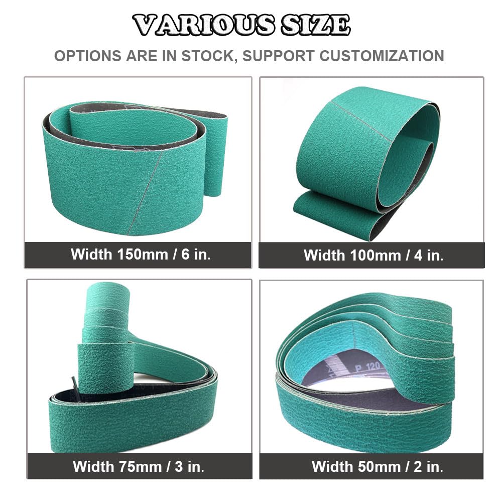 1 pezzo 2quot; * 72quot; / 2"*63"/4"*36"/ 2"*48" Nastri abrasivi Nastri per smerigliatrice Ossido di zirconio P40 - P120 per molatura a coltello Nastri abrasivi, P40,2000x100mm