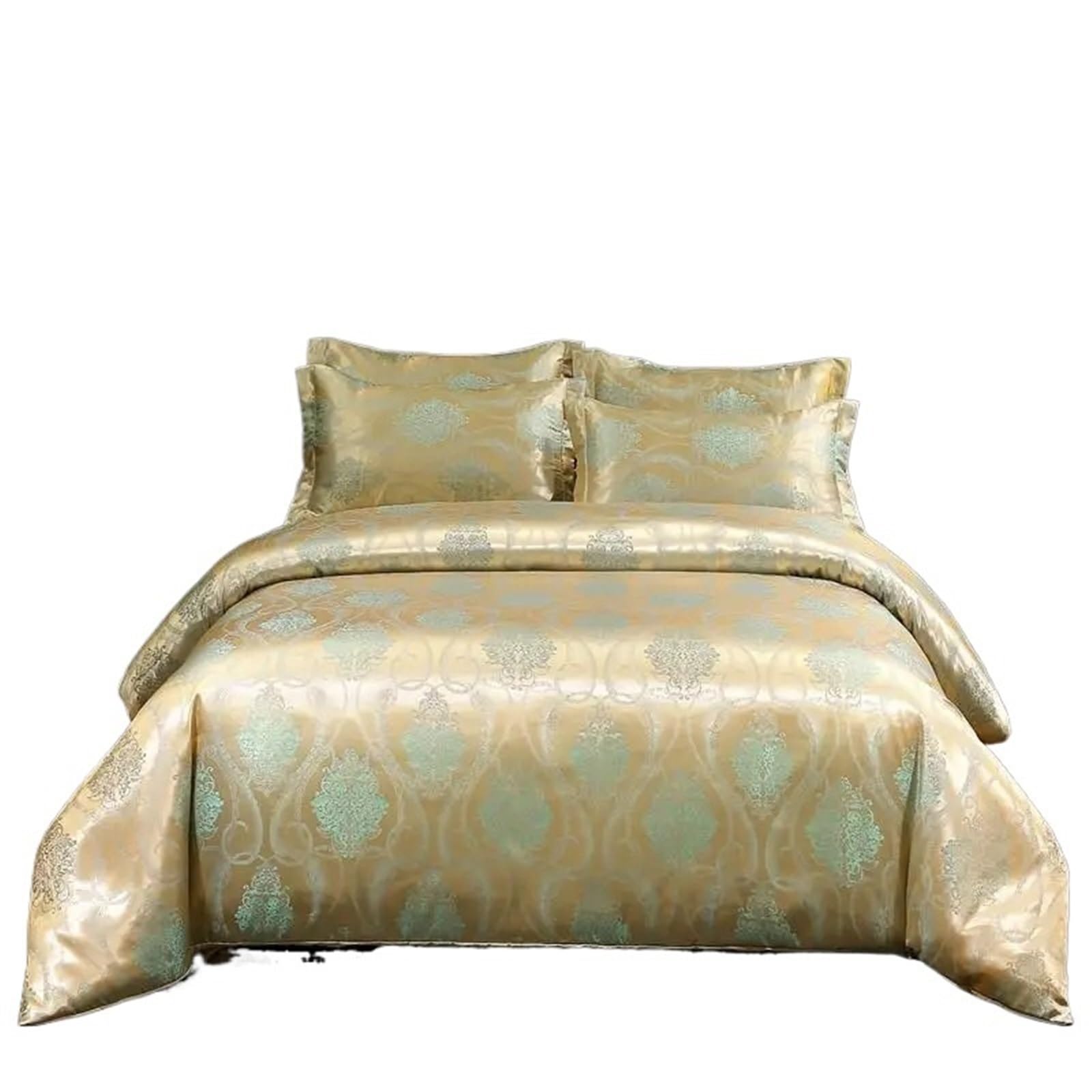 UALXPAO silk bedding Double Queen Satin Duvet Cover 4Pcs Silk Like Bedding Comforter with Zipper 1Bed Sheet 2Pillowcases(Color 13,Double 200X200cm4Pcs)