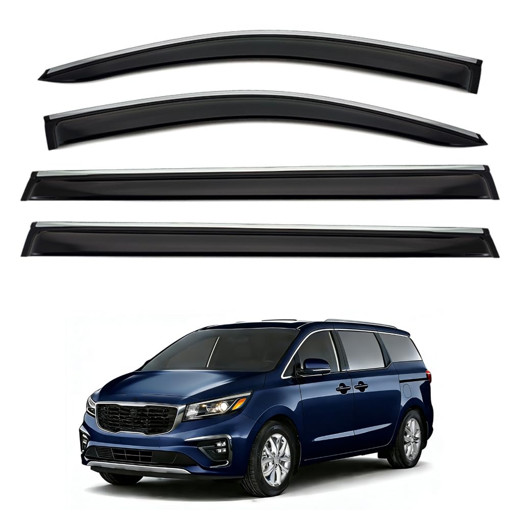 QOEMRHELT 4pc Set In-Channel Wind Deflectors, for KIA Carnival 2014-2020 Window Visors Rain Guards Vent Visors Rain & Sun Protection,Car Accessories