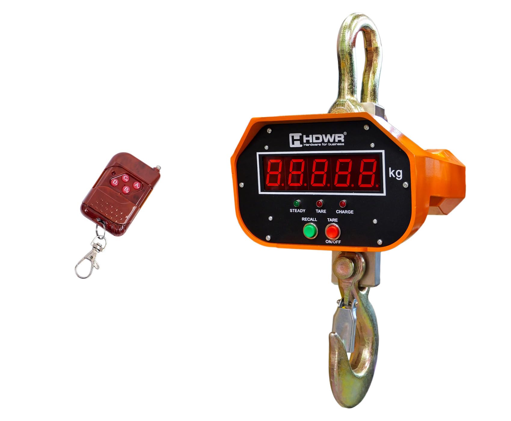 HDWR wagPRO-H3000 Kranwaage 3 t mit Fernbedienung, wiederaufladbar | Schwerlast-Hängewaage, Netz- und Akkubetrieb, Einheitenwechsel, Genauigkeit 1000 g