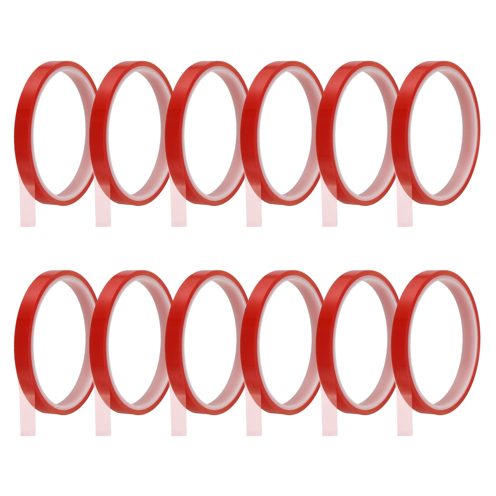 sourcing map 12 Rolls Heat Tape, 10mm x 16m(52FT) No Residue High-Temperature Resistant Tape Heat Transfer Tape for Sublimation Electronics 3D Printing Soldering, Red
