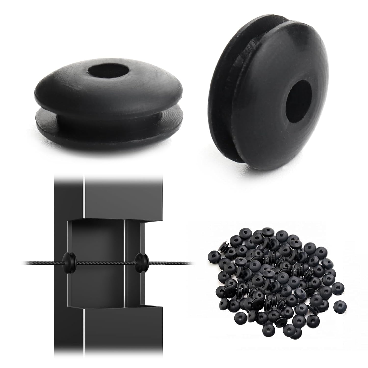 Sexyrobot 250 Pack Cable Railing Rubber Grommets for 1/8" 5/32" Level