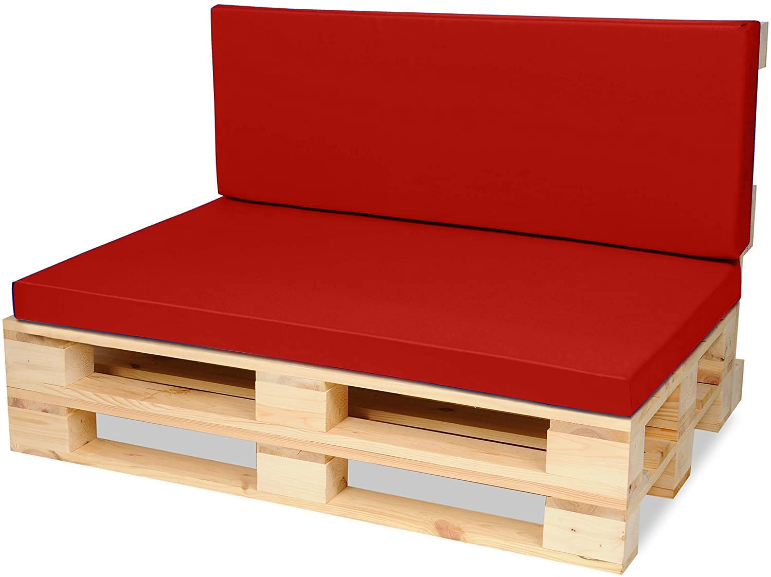 MOTHER LAND CUSHION REPLACEMENT RATTAN CUSHIONS PAD GARDEN PATIO FURNITURE FOR SOFA SEAT & BACK CUSHION WITH FOAM FILLING (BACK SEAT 60CM X60CMX 7cmCM, RED)