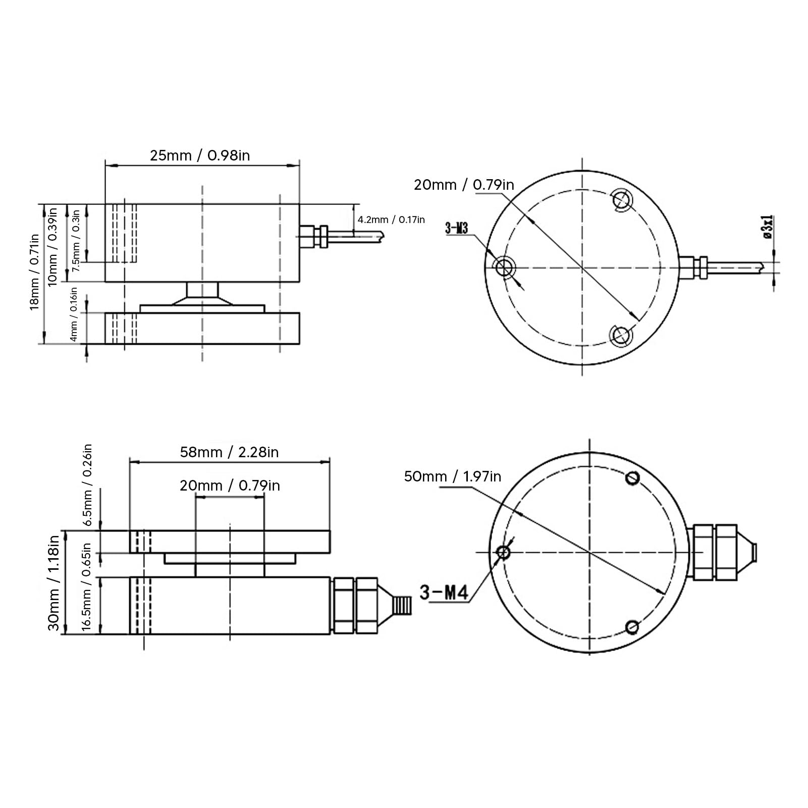 1T Caja de membrana plana Celda de carga Acero inoxidable Sensor de pesaje de alta precisión Medición de fuerza de impacto Sensor de celda de carga de 5-15 V Medición instantánea