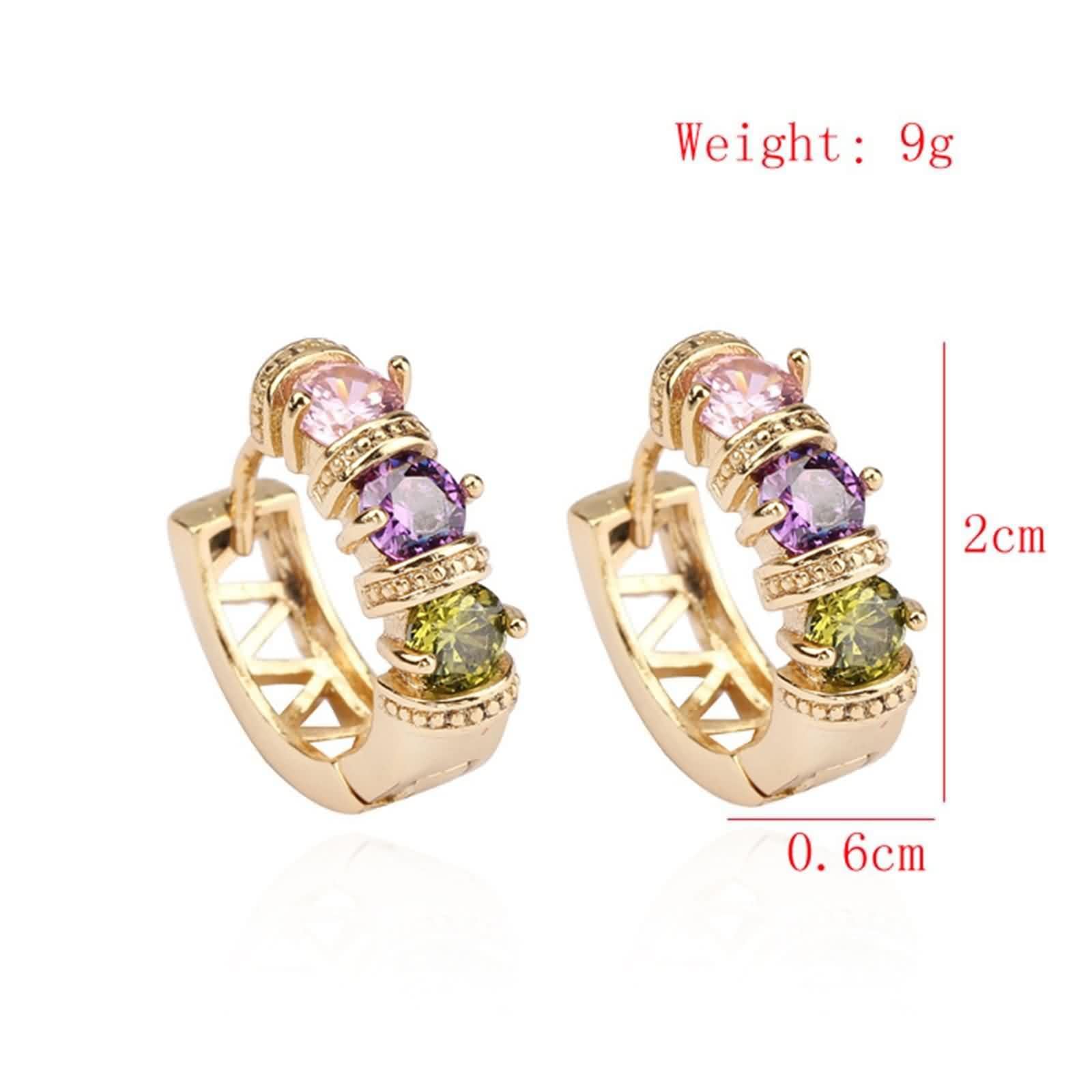 KnSam Pendientes de aro de oro de 18 quilates para mujer, con amatista, cristal rosa, granate, multicolor, Au 750, joyas auténticas, doradas