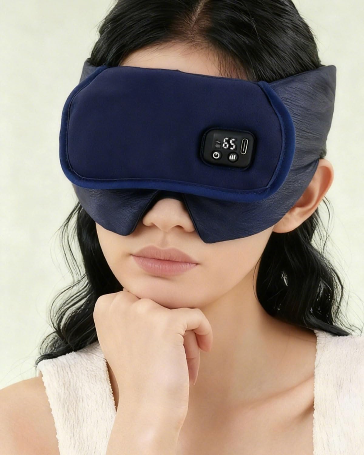 COMOIL 2500mAh Silk Cordless Heated Eye Mask Quiet Velcro Magnetic Detach 35-65 Stepless Precision Warm Eye Compress for