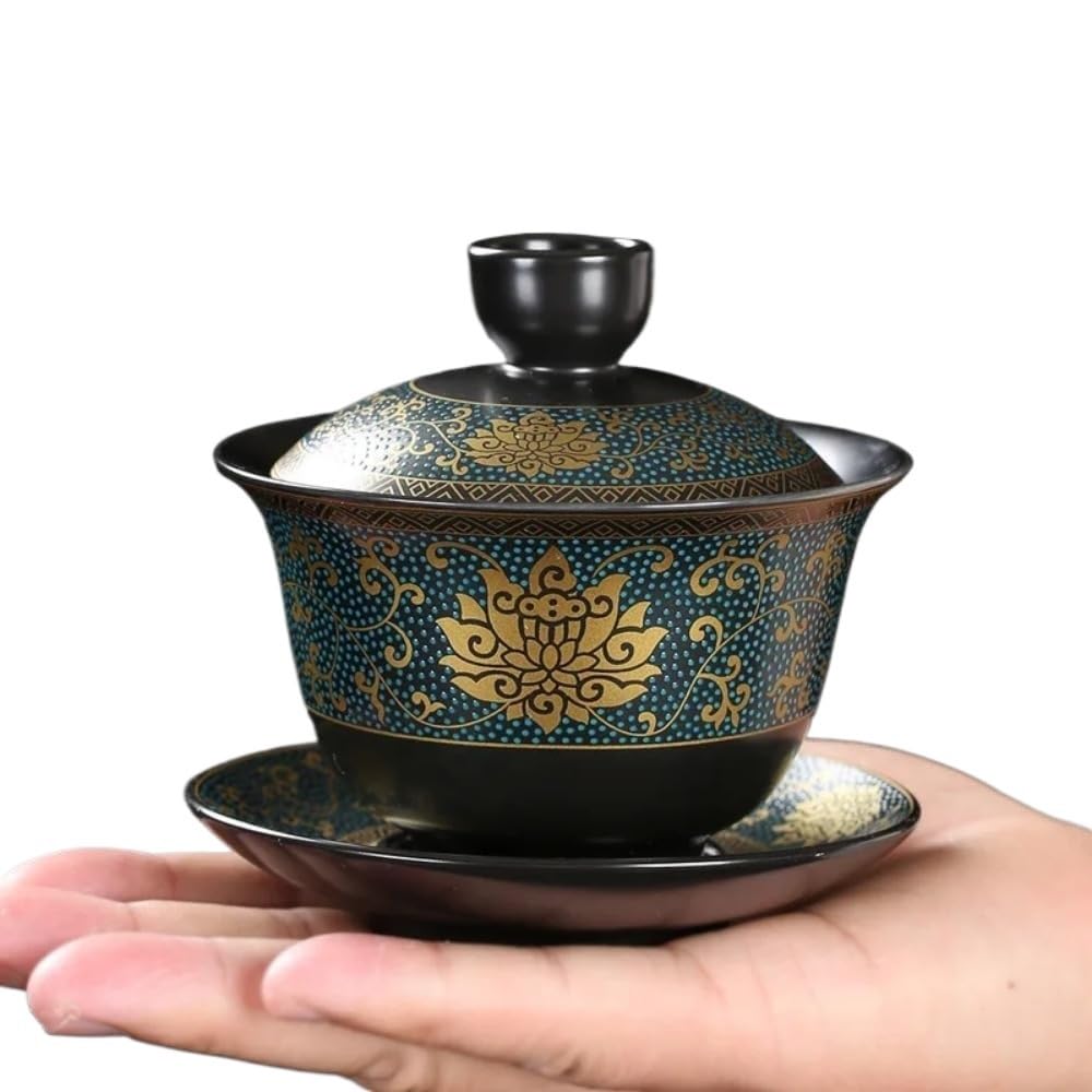 Filiżanka porcelanowa, chińska miseczka na herbatę, zestaw do herbaty, ekspres, gaiwan, filiżanki Kung Fu, 180 ml chiński klasyczne Gaiwan spodek tradycyjna ręcznie robiona herbata napar filiżanka