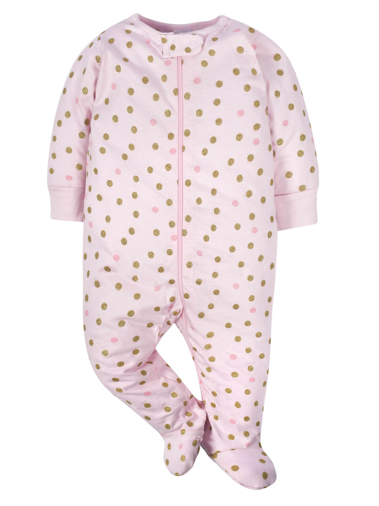 Gerber Baby Girls 4 Pack Sleep 'N Play Footie Baby and Toddler Sleepers - 3