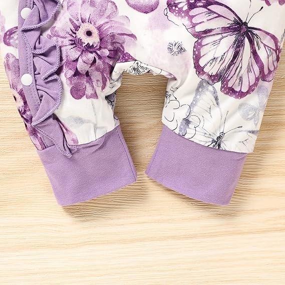 Image of GRNSHTS Newborn Girl Floral Jumpsuit Baby Girl Long Sleeve Ruffle Romper Overall Coming Home Outfits