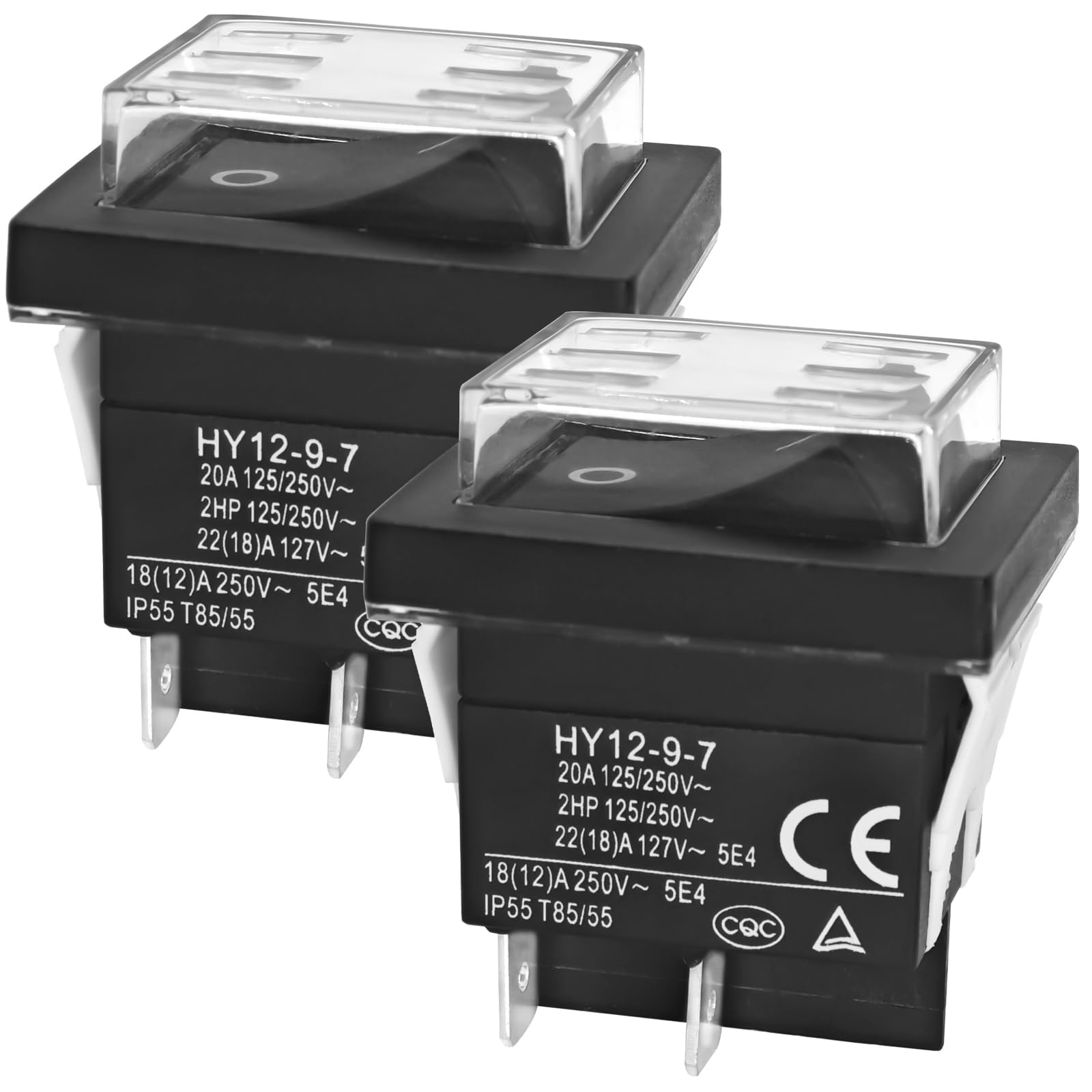 2PCS HY12-9-7 On/Off Push Button Switch - 4 Pins, 20A 125/250V Power Switch with Waterproof Cover – Compatible with KEDU HY12-9-7, HY12-9-4, Saba CB-