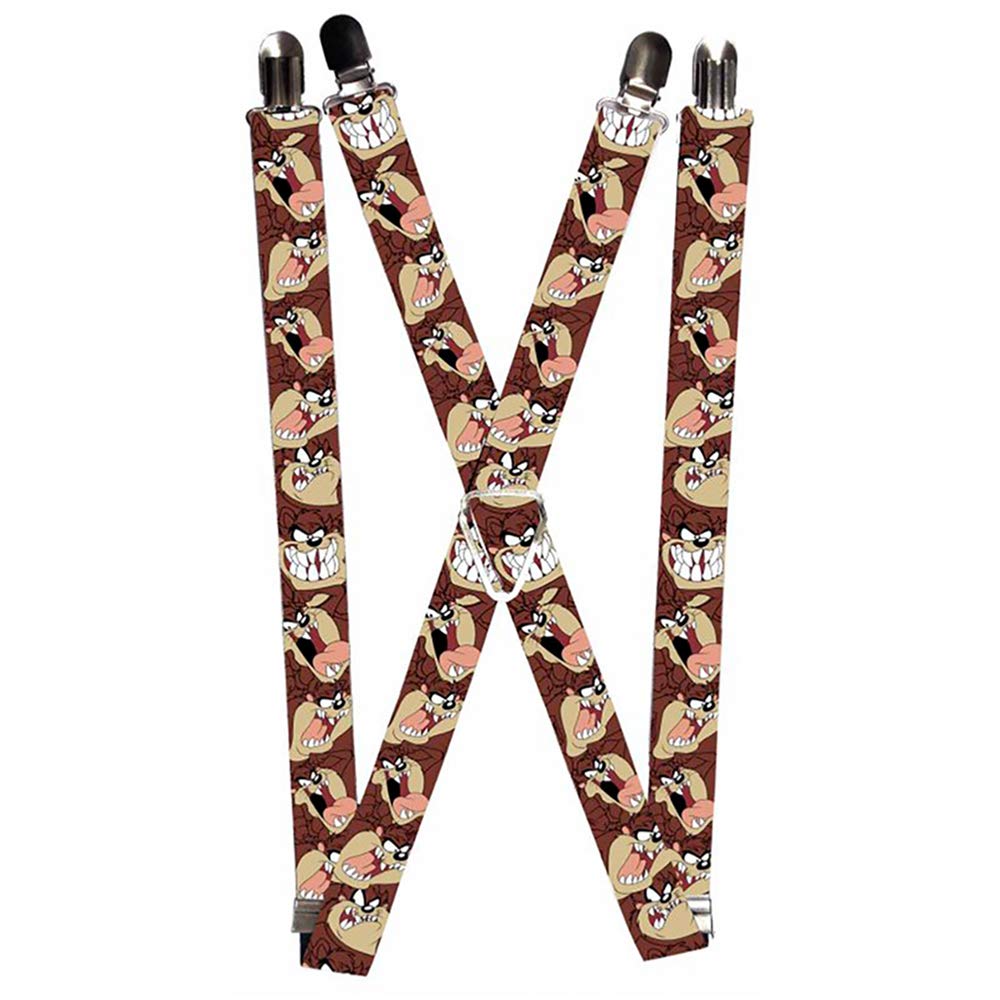 Buckle-Down Boys' Suspenders-Tasmanian Devil Expressions Brown, Multicolor, One Size