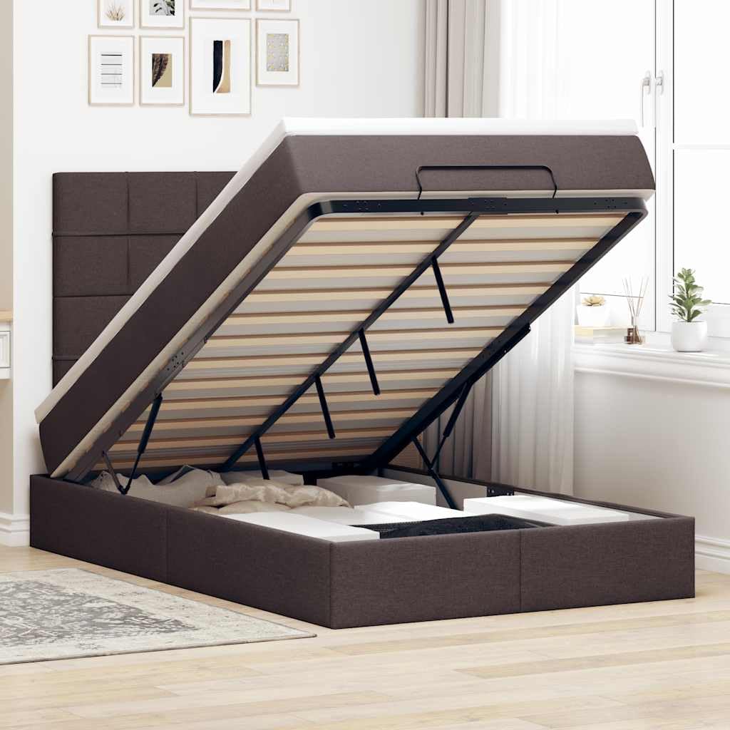 Letto contenitore con sollevamento idraulico 3 in 1 in tessuto morbido e