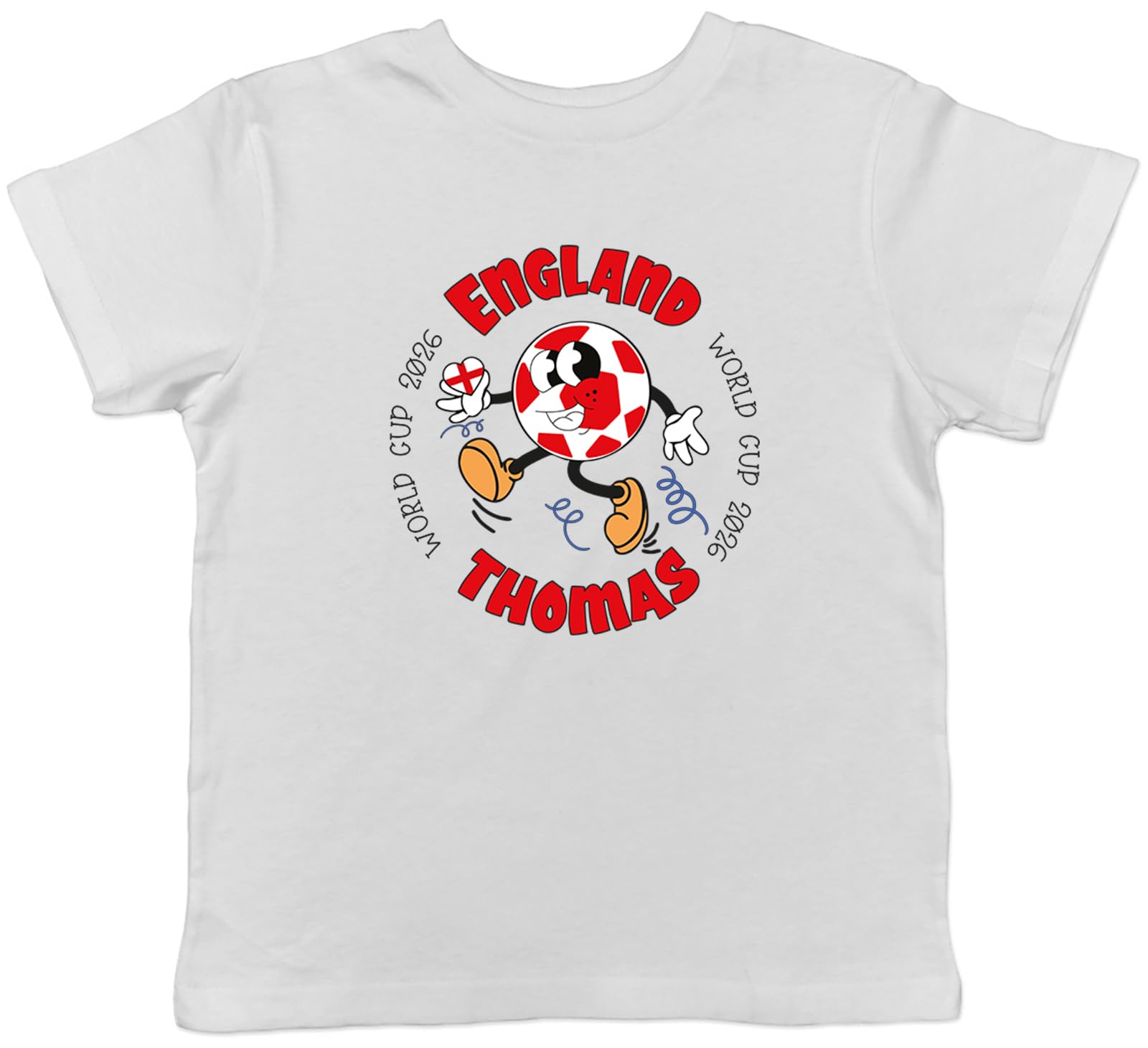 Shopagift Personalised England World Cup Heart Football Fan Kids T-Shirt Childrens Tee Boys Girls White