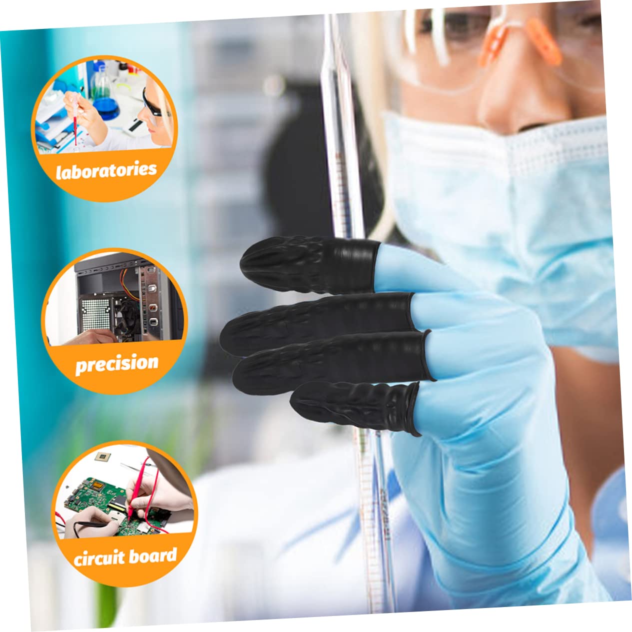 TOPPERFUN 3sets Anti-Static Finger Cot Finger Cracking Protector Finger Accessory Finger Finger Coat Portable Finger Cot Finger Sleeves Portable Finger Cover Rubber Black 100pcs*3