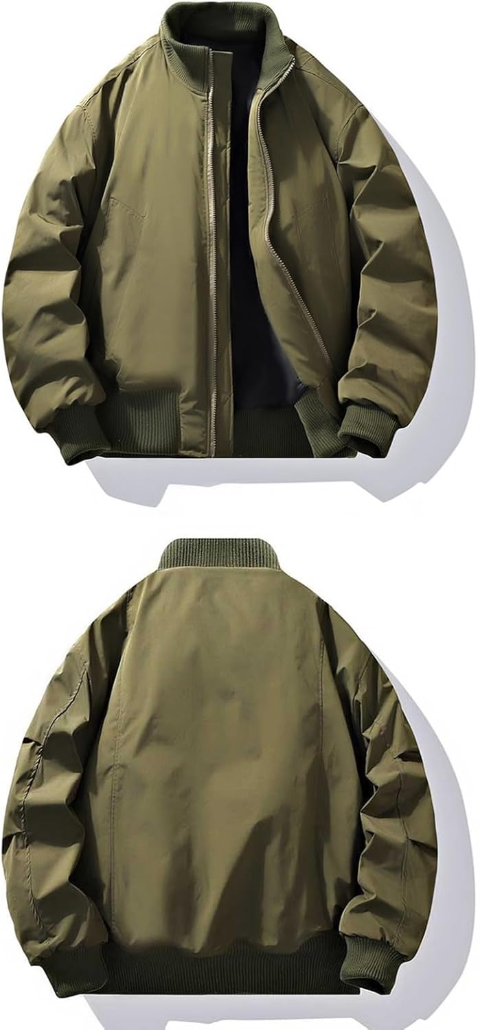 [Taopagii] フライトジャケット メンズ スタジアムジャンパー アメカジ 作業着 エムエーワン スタンドカラー 上着 厚手