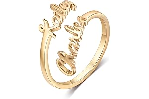 Personalized Name Rings for Women, Adjustable Custom Promise Rings