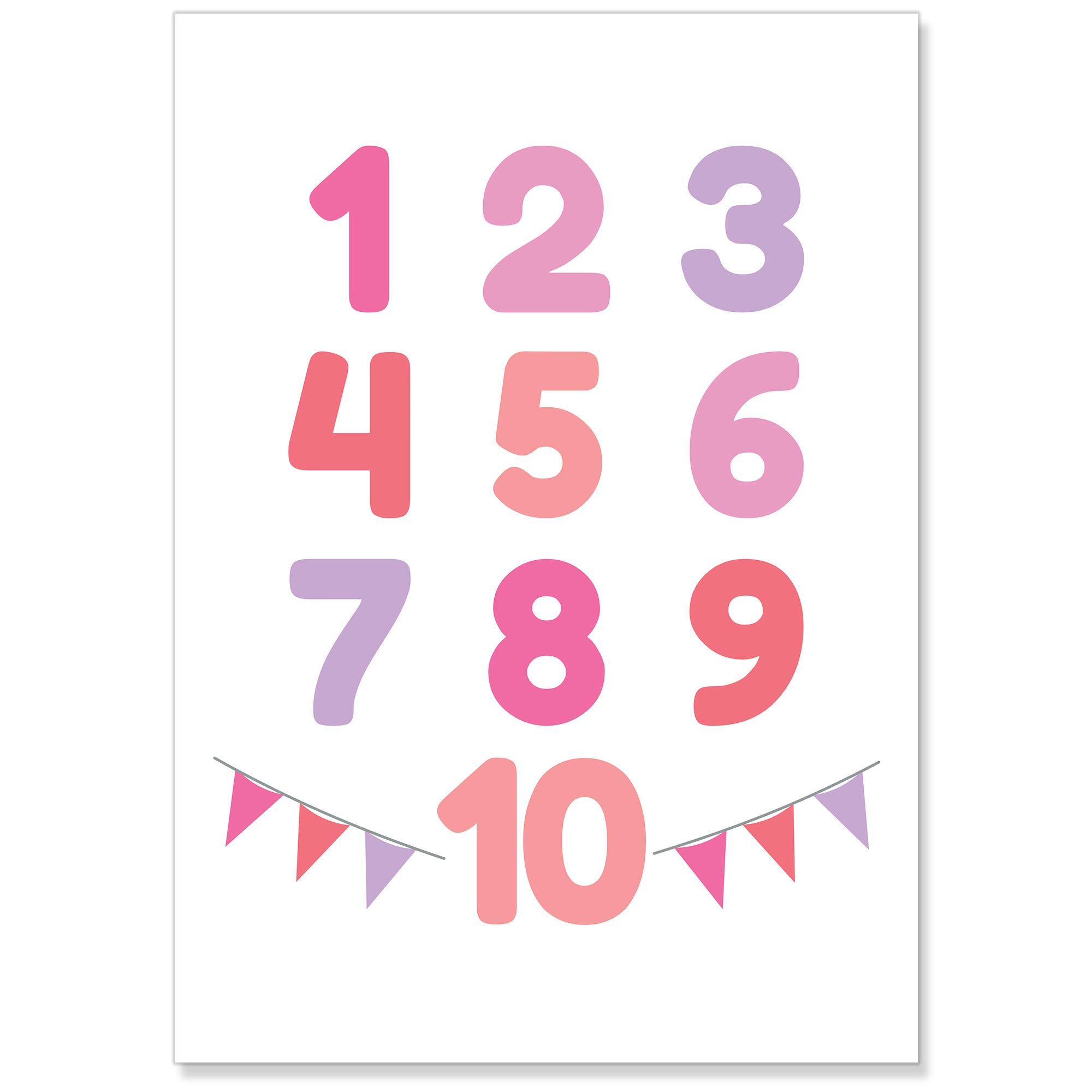 PREMYO 3 Affiche Décoration Murale - Décoration Chambre Bébé Fille - Alphabet ABC Arc-en-ciel Rose Papier Épais A4