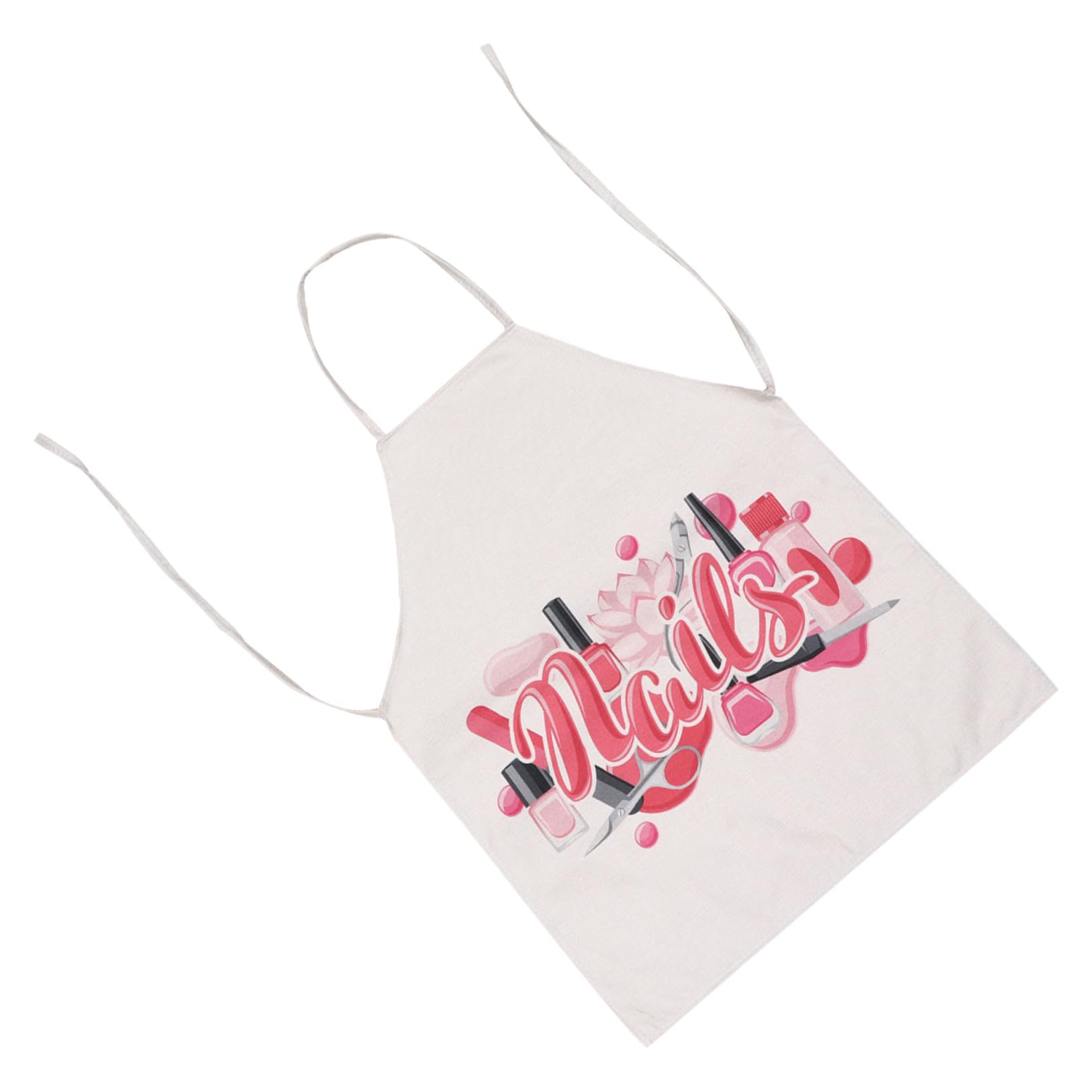 iplusmile Delantal de Cocina Reutilizable para Adultos en Algodón y Lino Rosa Diseño de Esmalte de Uñas, Resistente Tareas de Cocina y Hogar