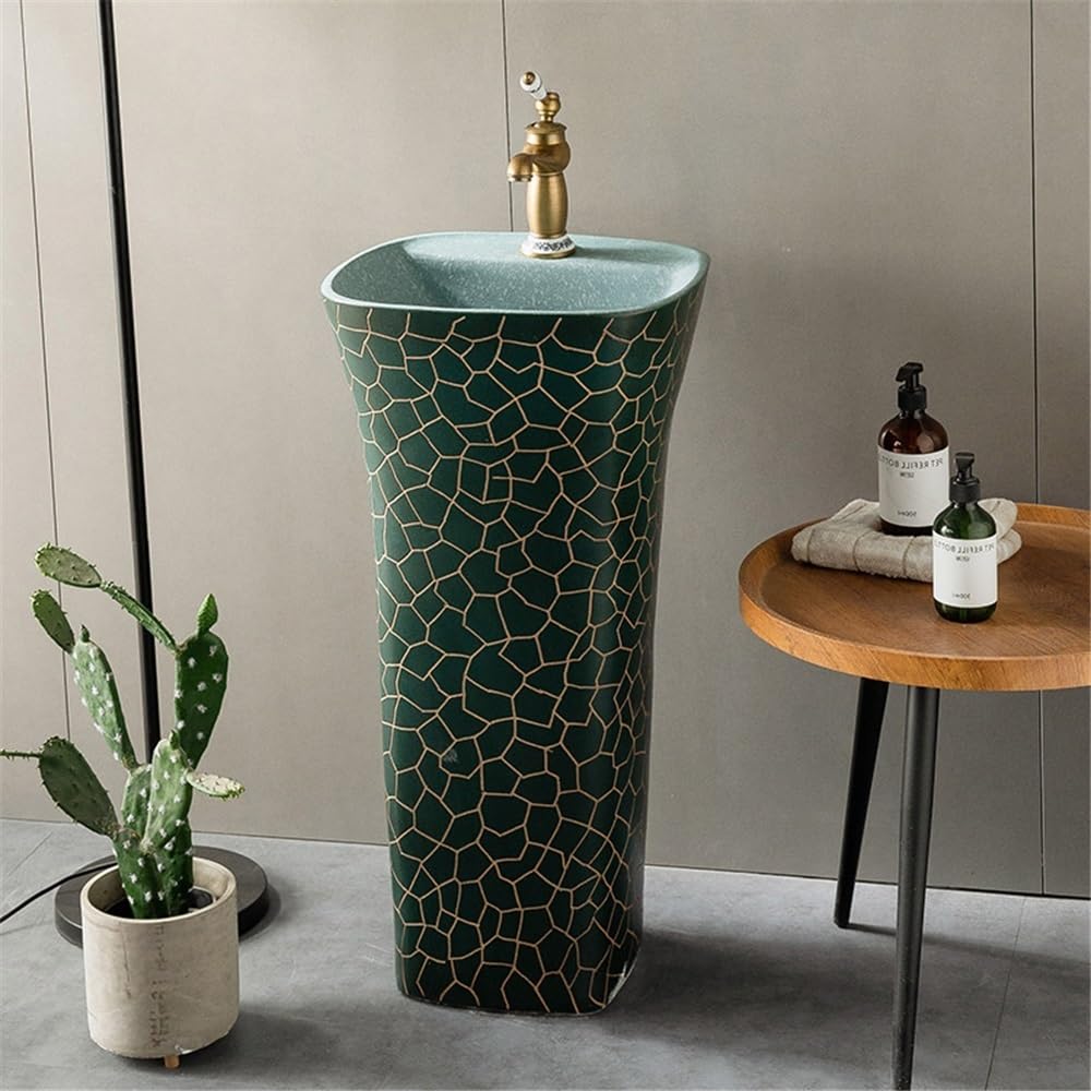 Nowoczesne wolnostojące umywalki na cokole ceramiczna umywalka z kranem i zestawem odpływowym do wewnątrz na zewnątrz łazienka zlew cokołowy