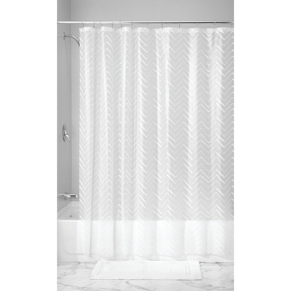 InterDesign Chevron Sketched Decorative PEVA 3G Shower Curtain Liner, PVCFree, Mold & Mildew