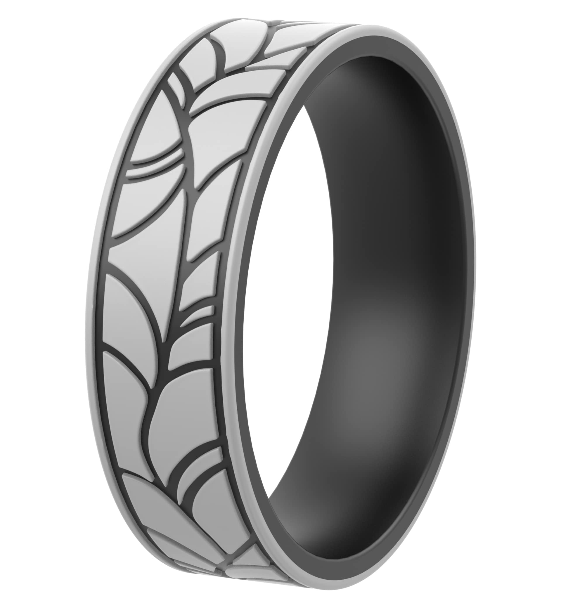 ThunderFit Laser Engraved Silicone Rings for Men - Flexible & Comfortable Rubber Wedding Band - Durable Anniversary Engagement Ring - Gift for Him -